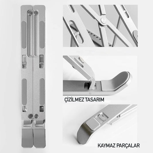 Taşınabilir Laptop Stant Bilgisayar Stant Notebook Stant Tüm Laptoplarla Uyumlu Bilgisayar Standı Taşınabilir Metal Kaymaz Stant Dizüstü Bilgisayar Stantları Stantı