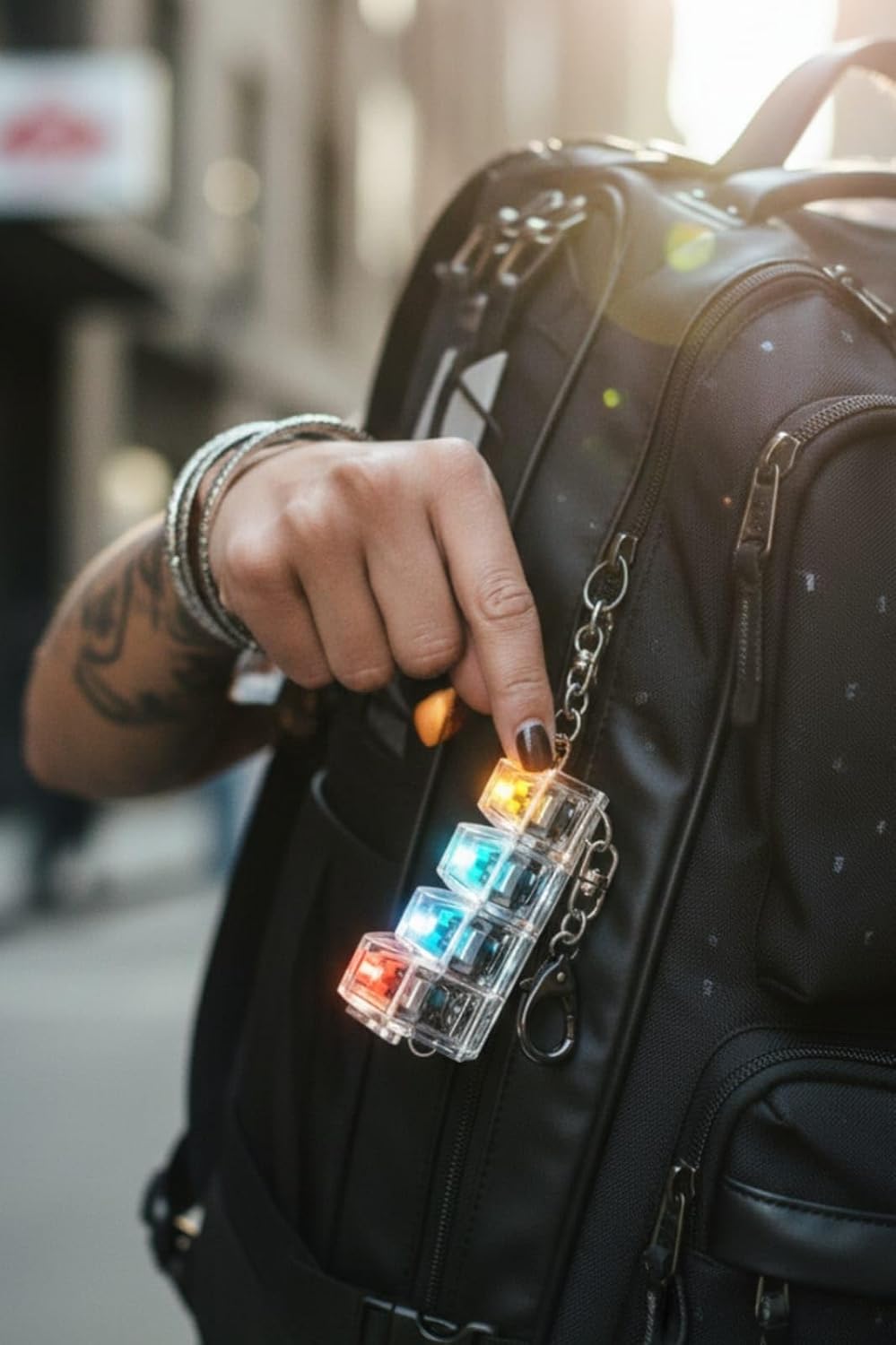 Işıklı Mekanik Klavye Tuşlu Anahtarlık, Stres Azaltıcı Click Sesli, Şeffaf Tasarım, Çok Renkli LED, Fidget Oyuncağı