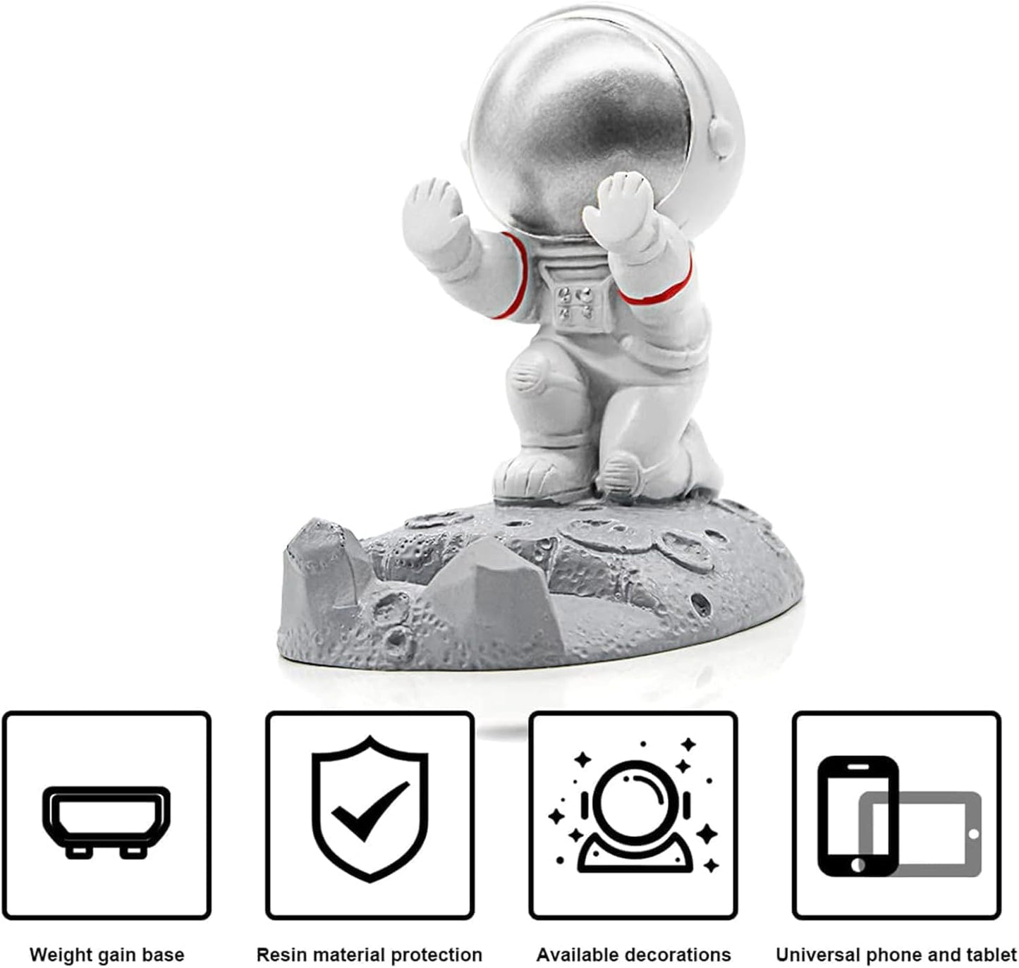 Cep telefonu standı, Astronot Tasarımlı Yaratıcı Telefon Tutucu, Eğlenceli Masaüstü Telefon Standı, Sevimli Uzay Temalı, Akıllı Telefon ve Tabletler İçin, Ev Dekorasyon Aksesuarı (Gümüş)