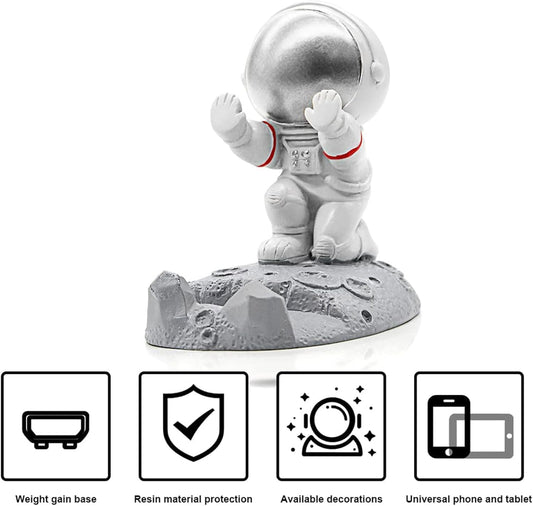Cep telefonu standı, Astronot Tasarımlı Yaratıcı Telefon Tutucu, Eğlenceli Masaüstü Telefon Standı, Sevimli Uzay Temalı, Akıllı Telefon ve Tabletler İçin, Ev Dekorasyon Aksesuarı (Gümüş)